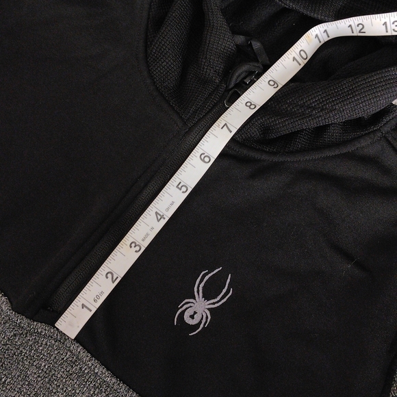 Spyder Medium Quarter Zip Black Grey Pullover Hoodie Sweater - Picture 11 of 17